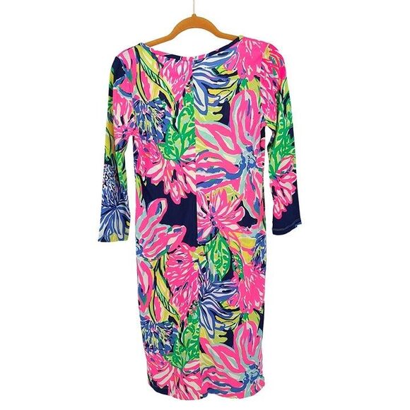 Lilly Pulitzer NWOT Kenzie Dress Resort Navy Travelers Palm Small - Picture 5 of 9